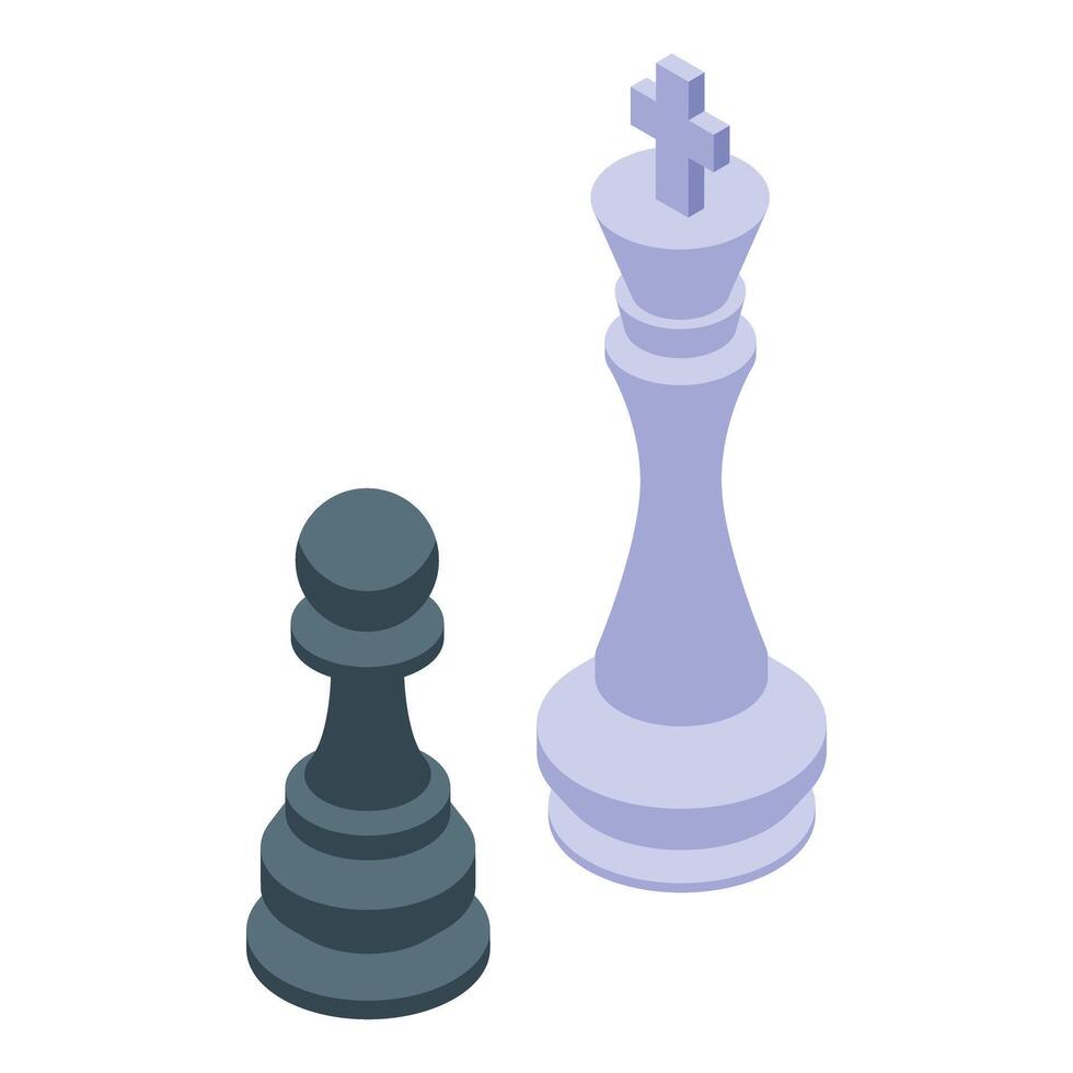 Black pawn challenging white king in chess game icon vector