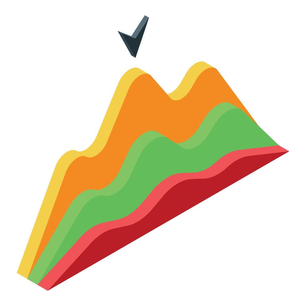 Isometric chart graph showing positive trend with checkmark icon vector