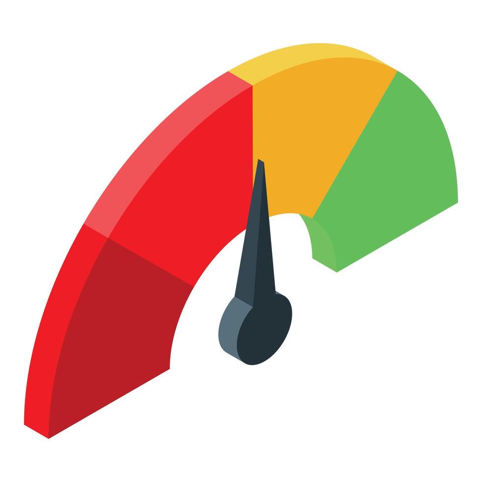 Credit score meter showing increasing levels of risk with color codes vector