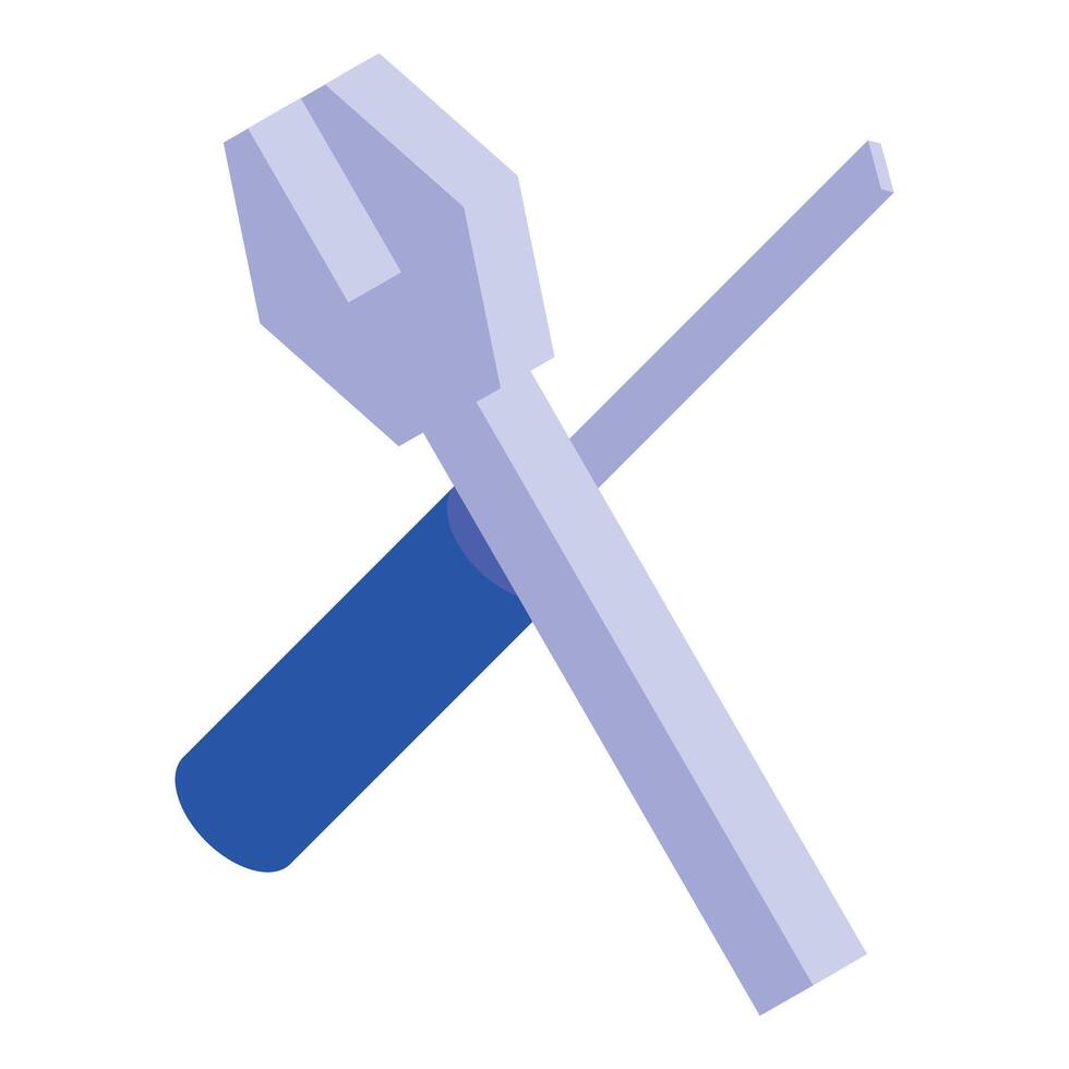 Crossed wrench and screwdriver forming an x on white background vector