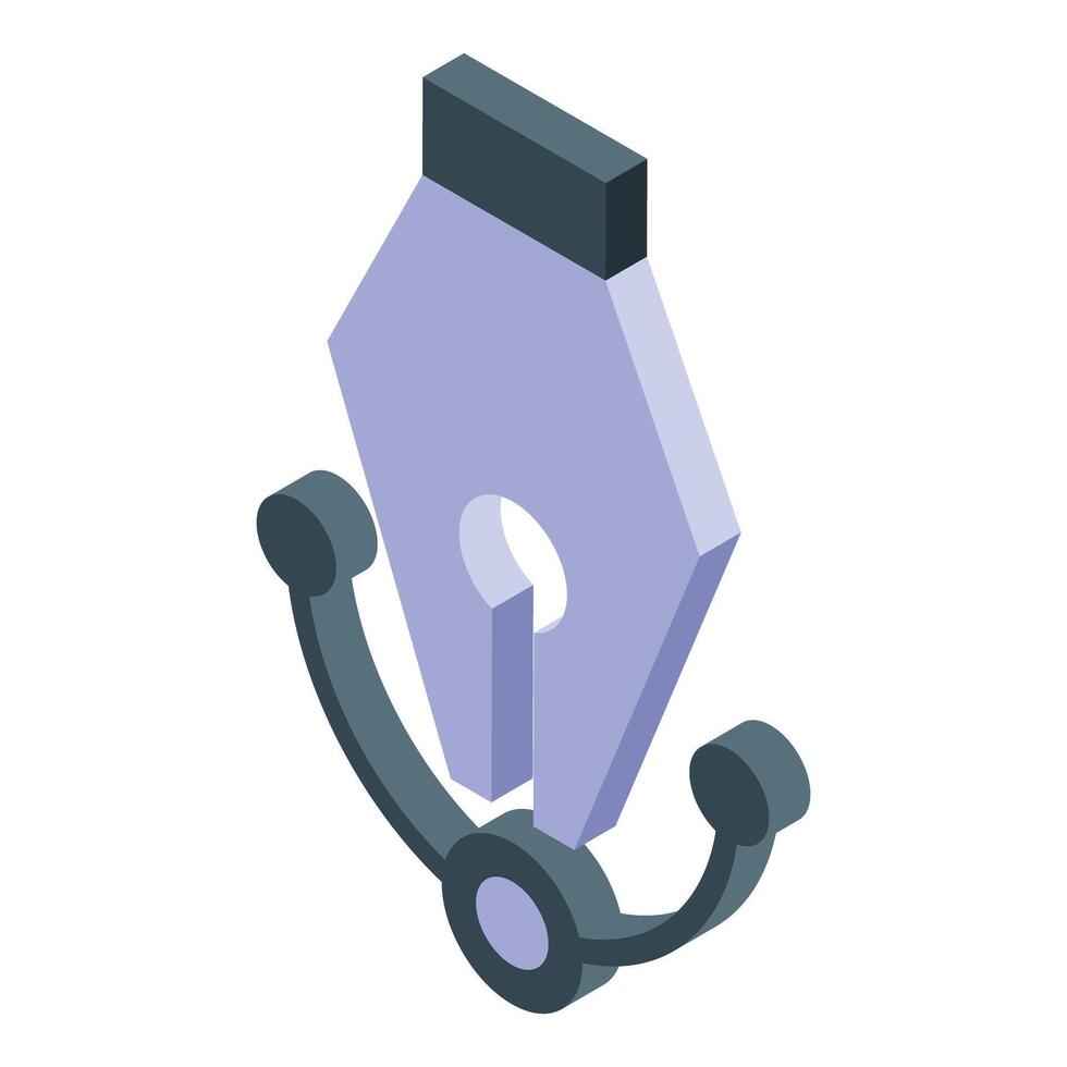 Fountain pen nib drawing tool isometric icon vector