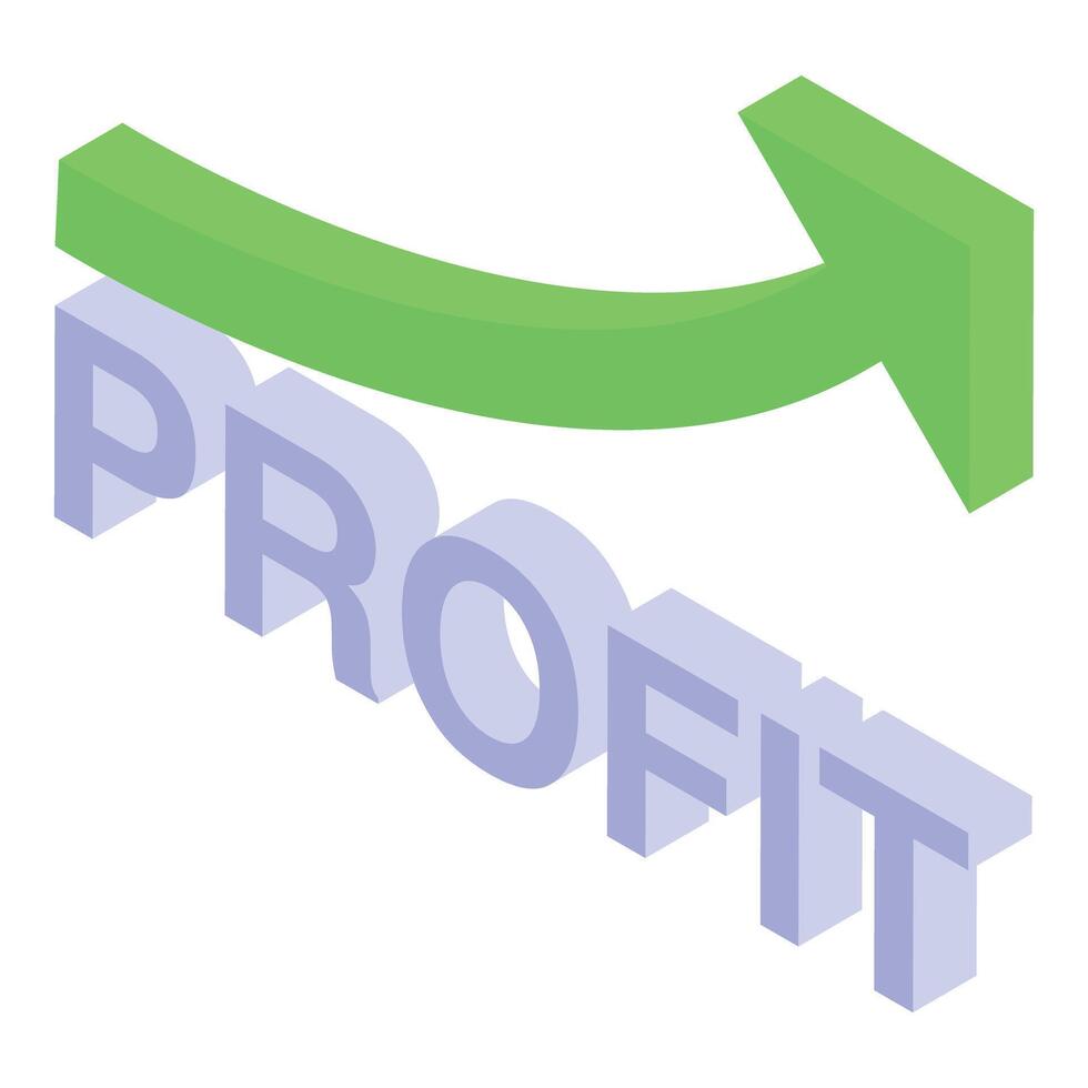 Green arrow increasing over profit word showing business success vector
