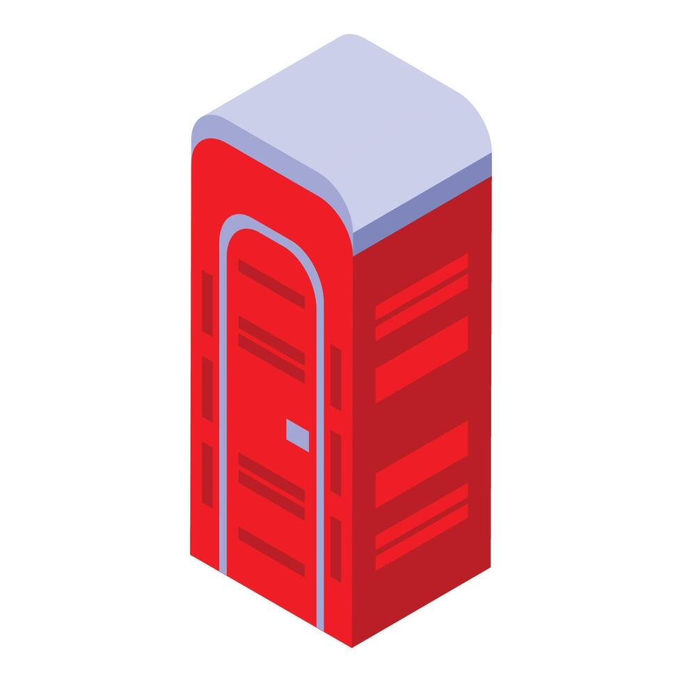 Isometric red plastic mobile toilet with closed door vector