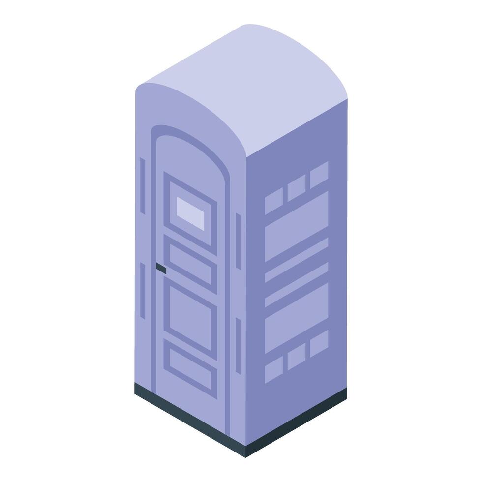Mobile toilet cabin standing in isometric view vector