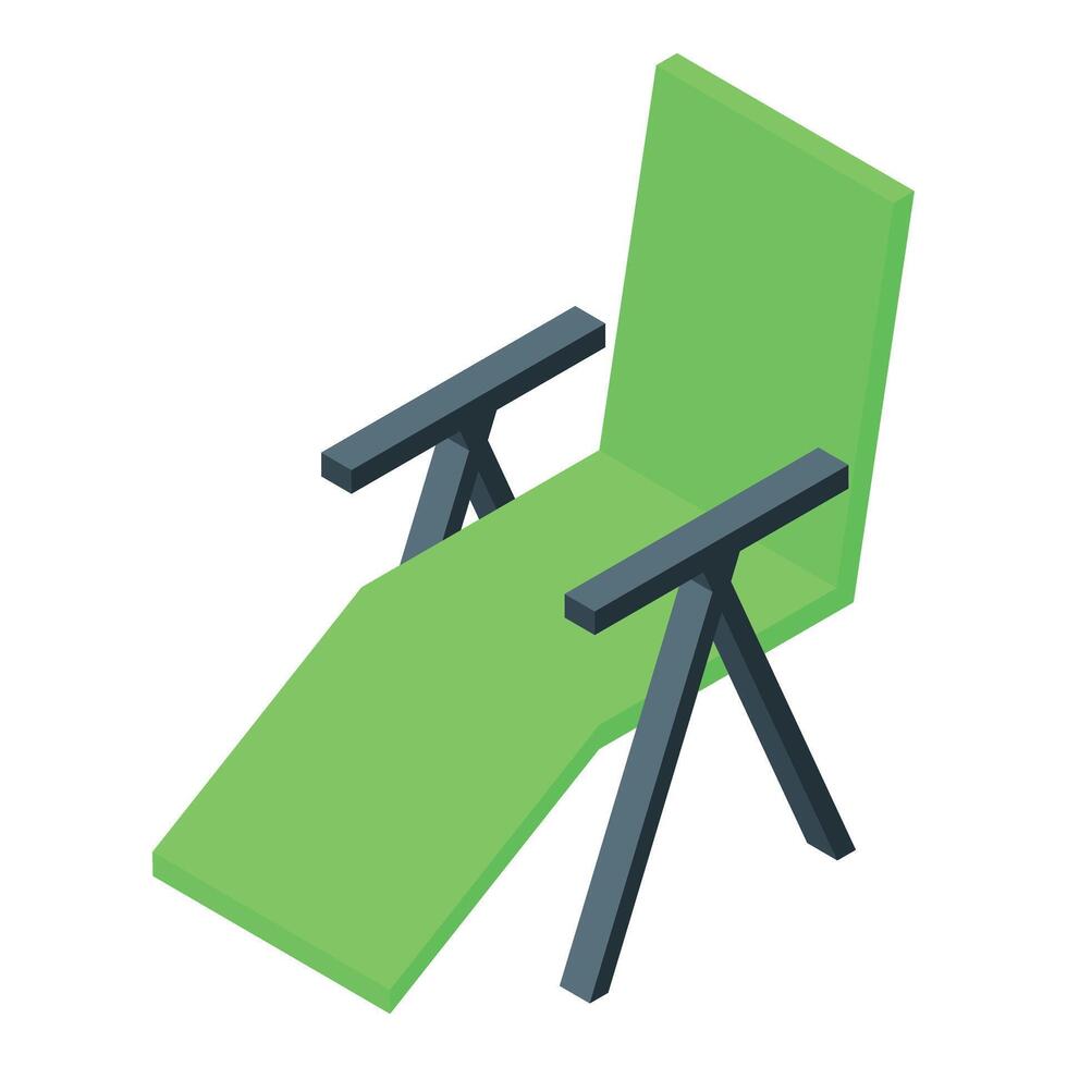 Green poolside chaise longue chair relaxing on white background vector