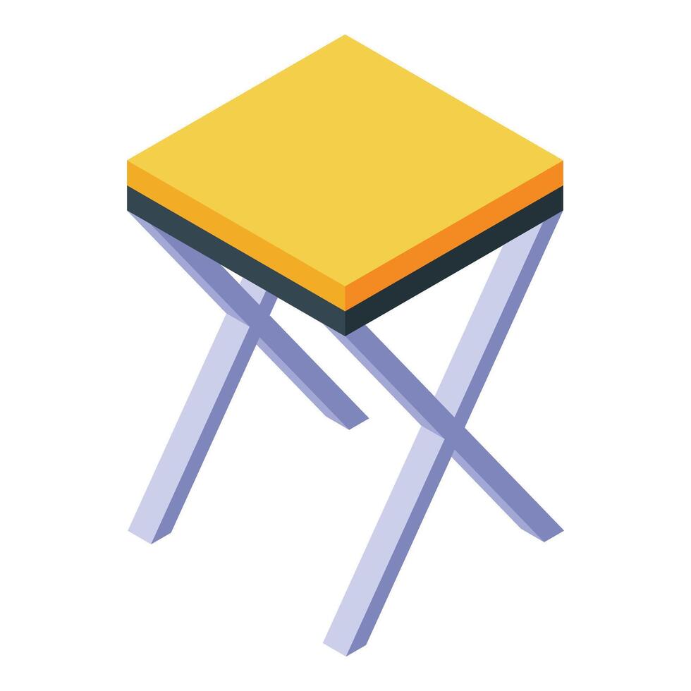 Yellow stool with metal legs crossing isometric illustration vector