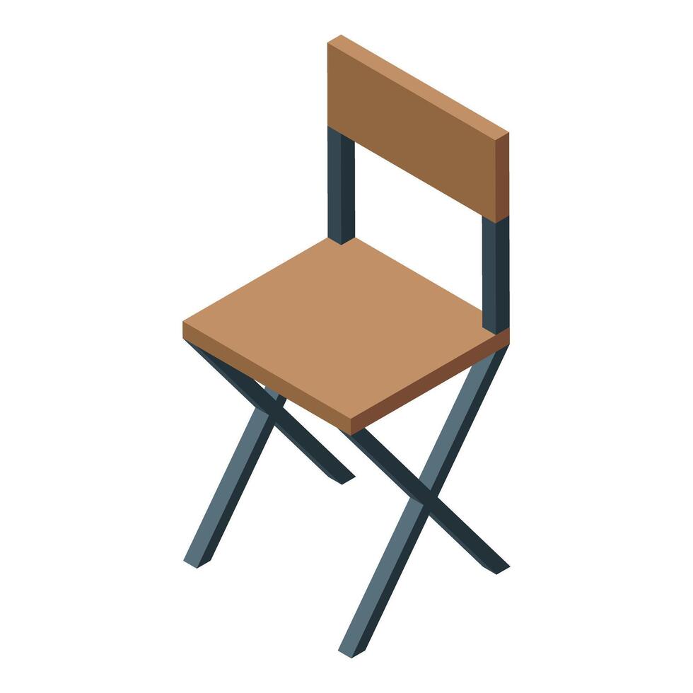 Folding chair standing on white background isometric view vector
