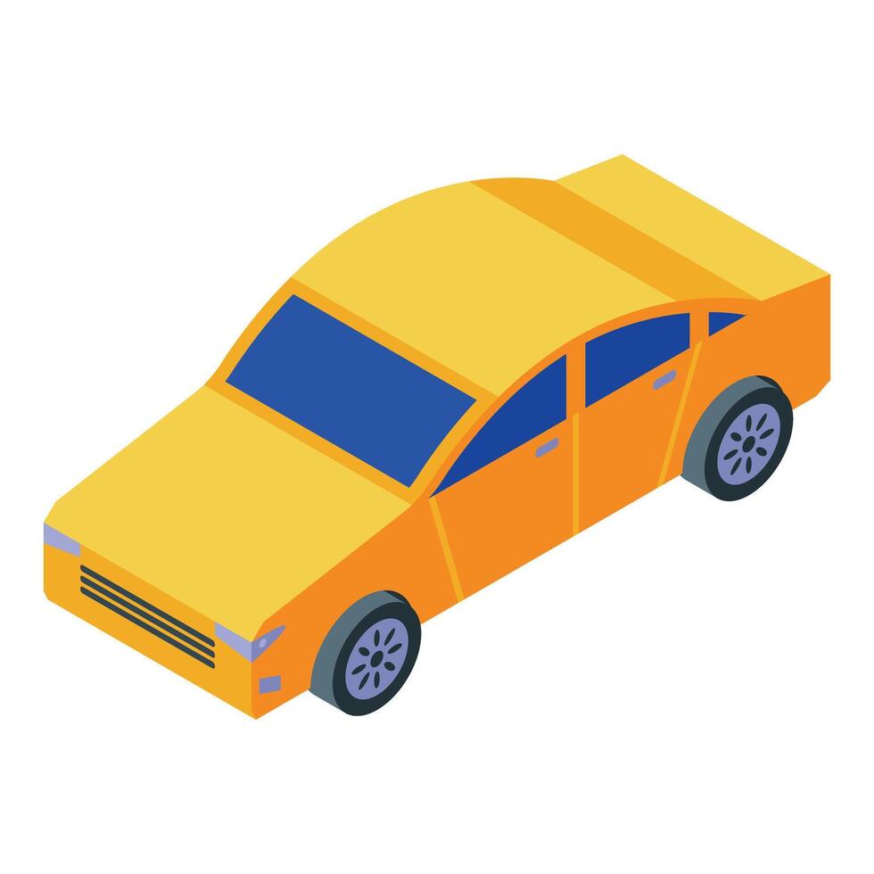 Yellow sedan car parking isometric view vector