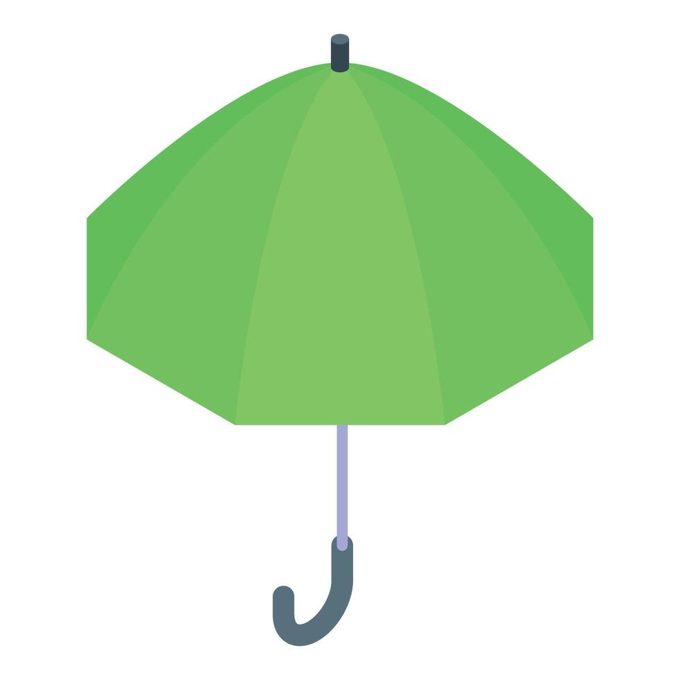 Green umbrella protecting from rain isometric icon vector
