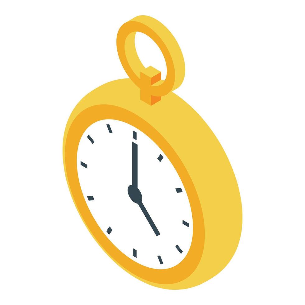Gold pocket watch showing time passing in isometric view vector