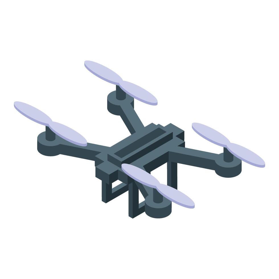 Modern drone flying with four rotors and gimbal for camera vector