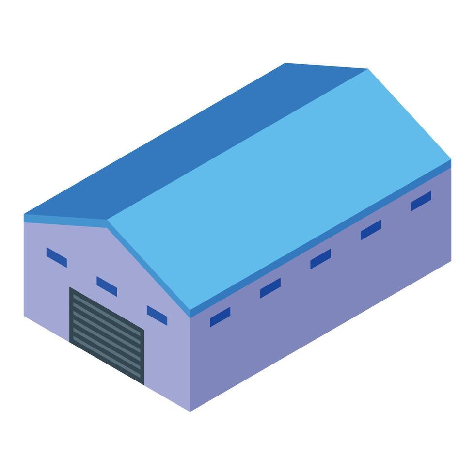 Big storage warehouse building with closed gates isometric view vector