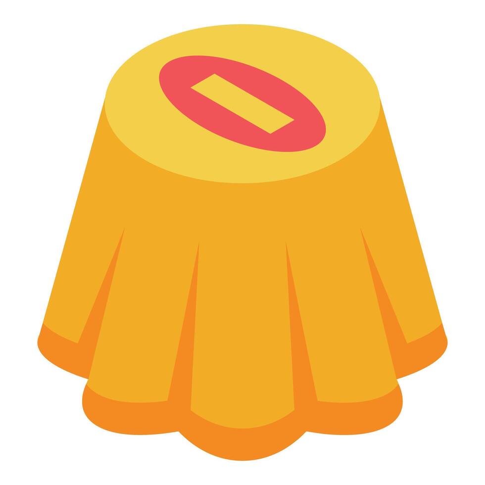 Round tablecloth covering something round isometric icon vector