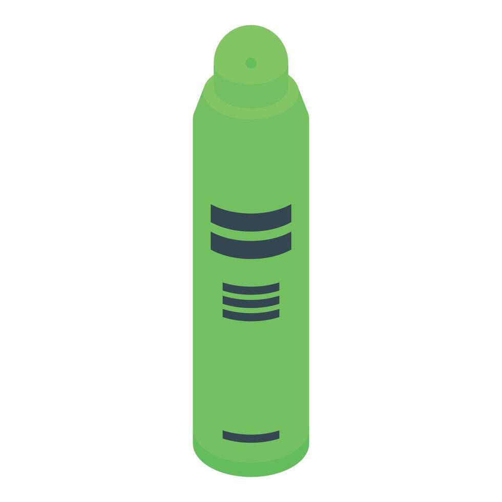 Green deodorant spray bottle standing up isometrically vector