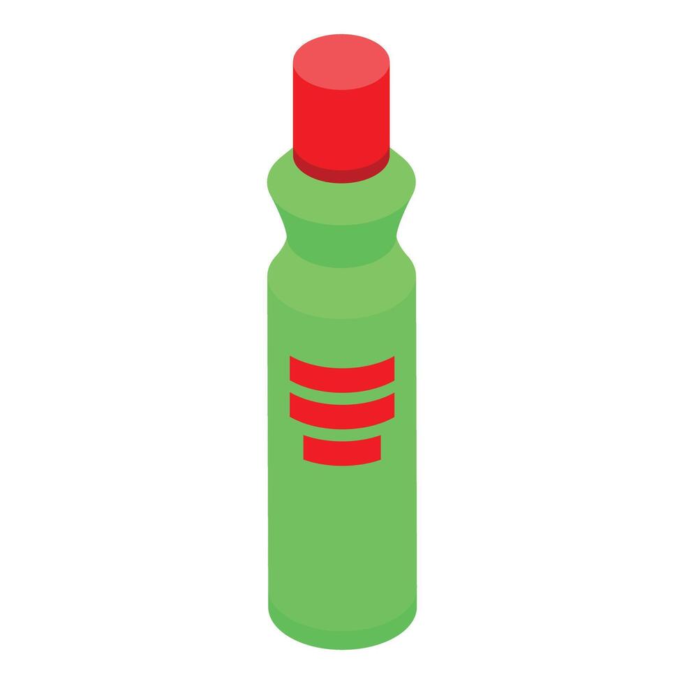 Green bottle with red cap standing on white background vector