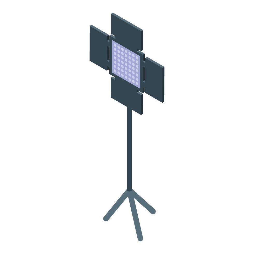 Professional led lighting equipment standing on tripod for photo or making vector