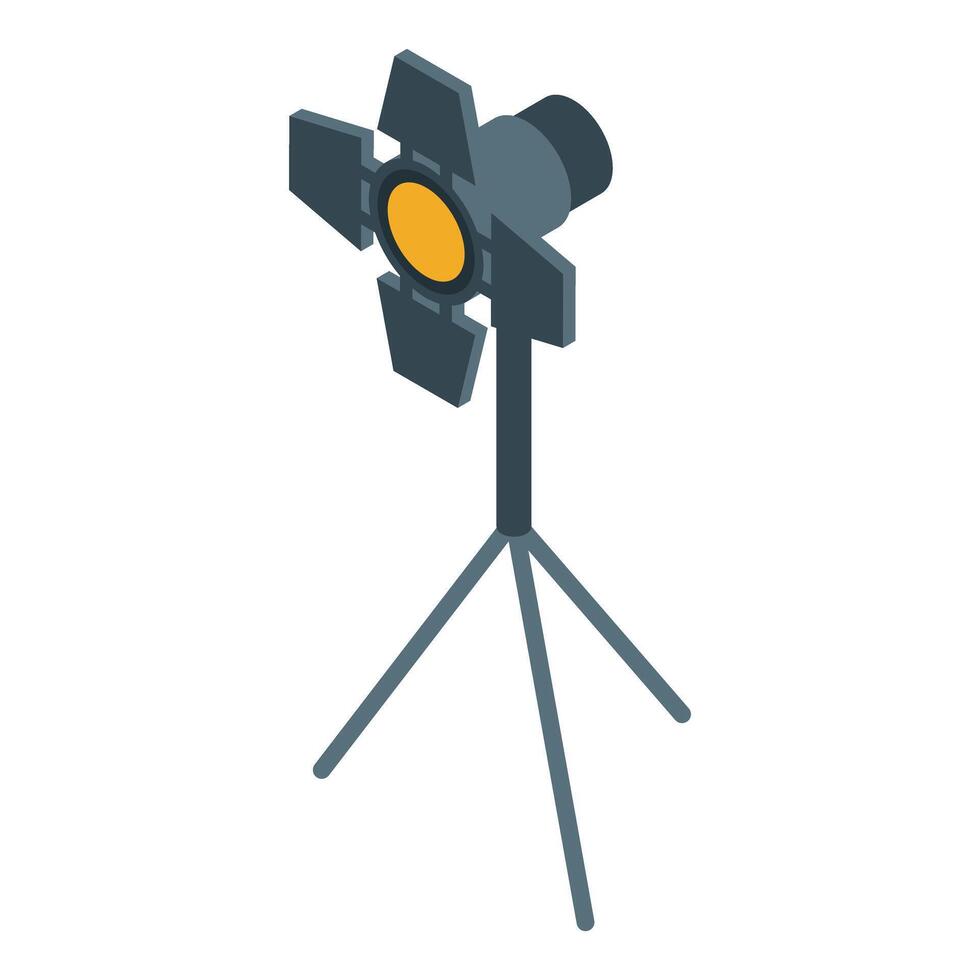 Spotlight standing on tripod illuminating isometrically vector
