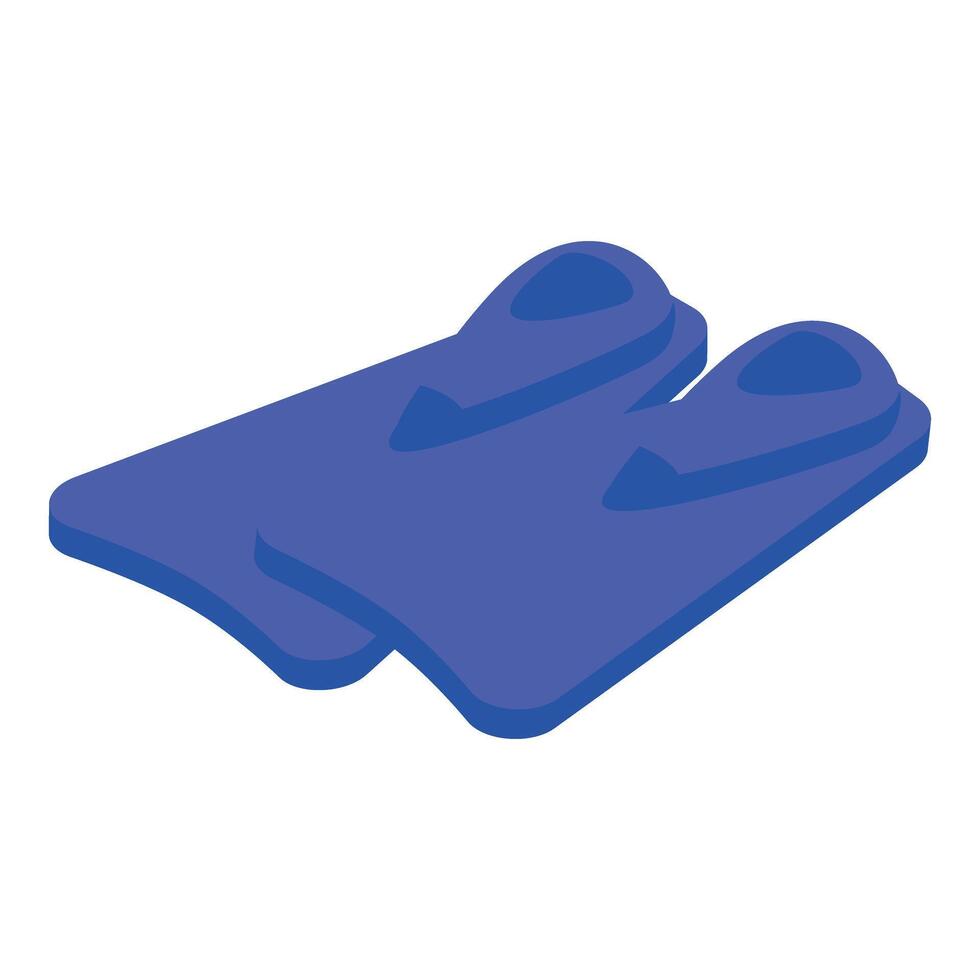 Pair of blue flippers for diving isometric icon vector