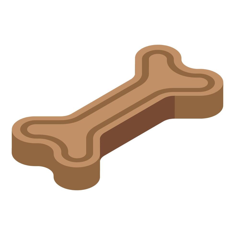 Big brown dog bone for chewing lying isolated vector