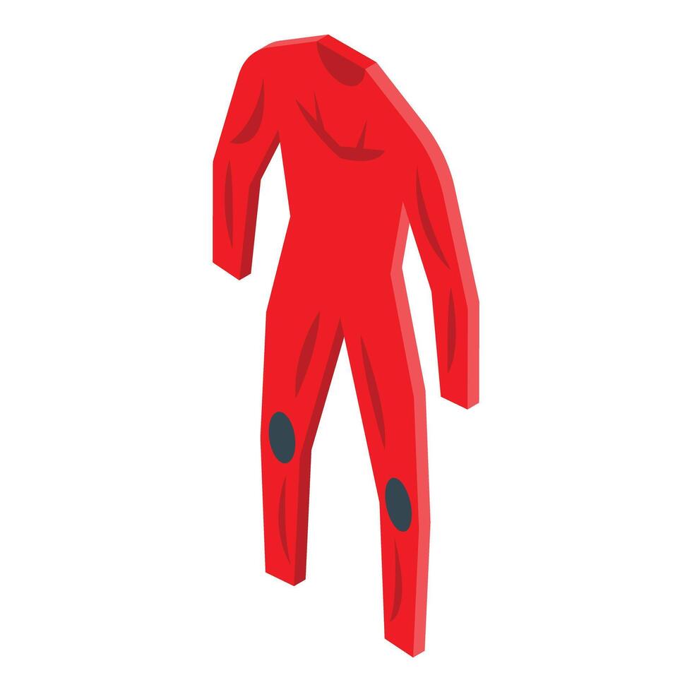 Red wetsuit with knee pads is standing up on white background vector