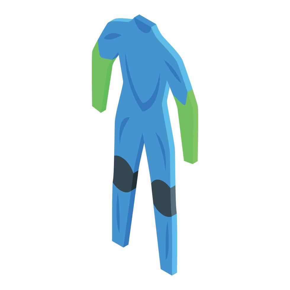 Blue diving suit with green sleeves and black knee protection isometric illustration vector