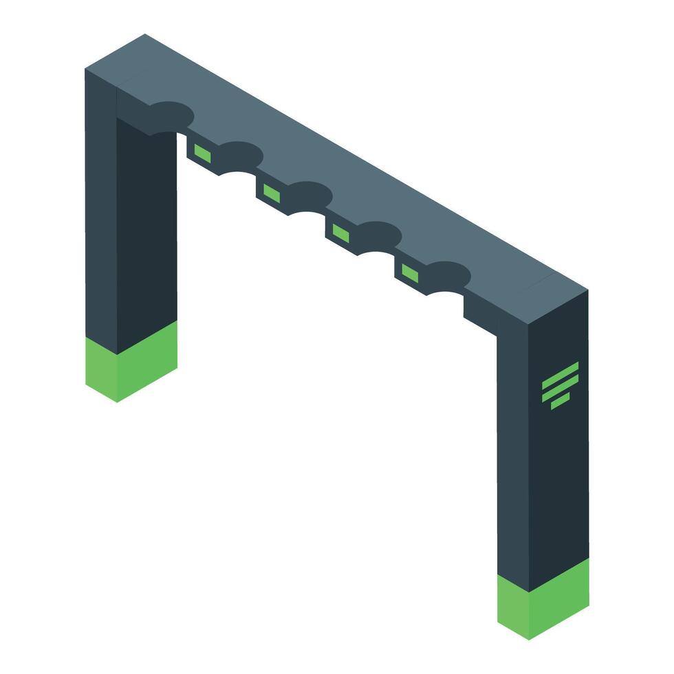Futuristic security gate checking passports at entrance vector
