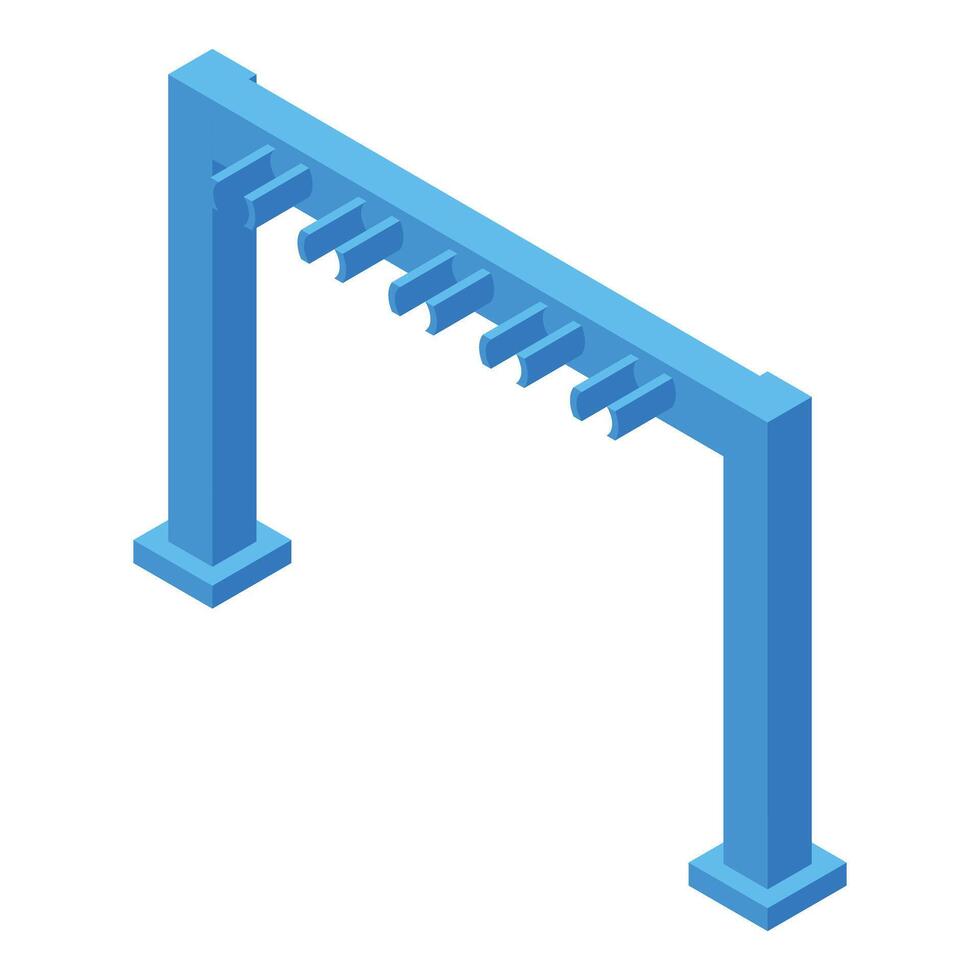 Blue metal detector gate standing upright for security checks vector