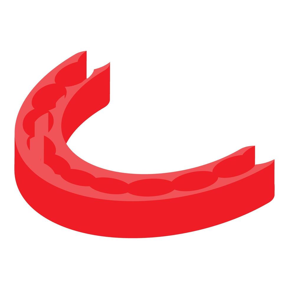 Red mouth guard protecting teeth during sports activities vector