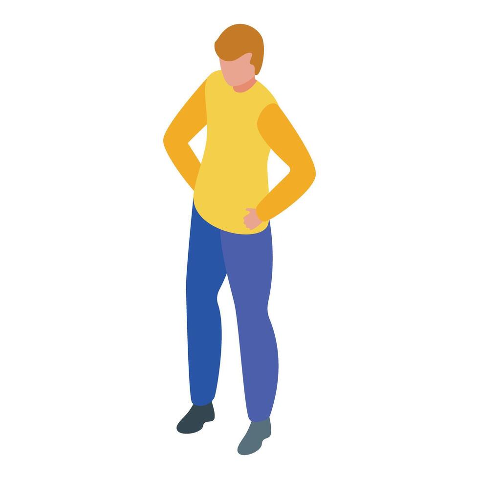 Young man standing with hands on hips isometric icon vector