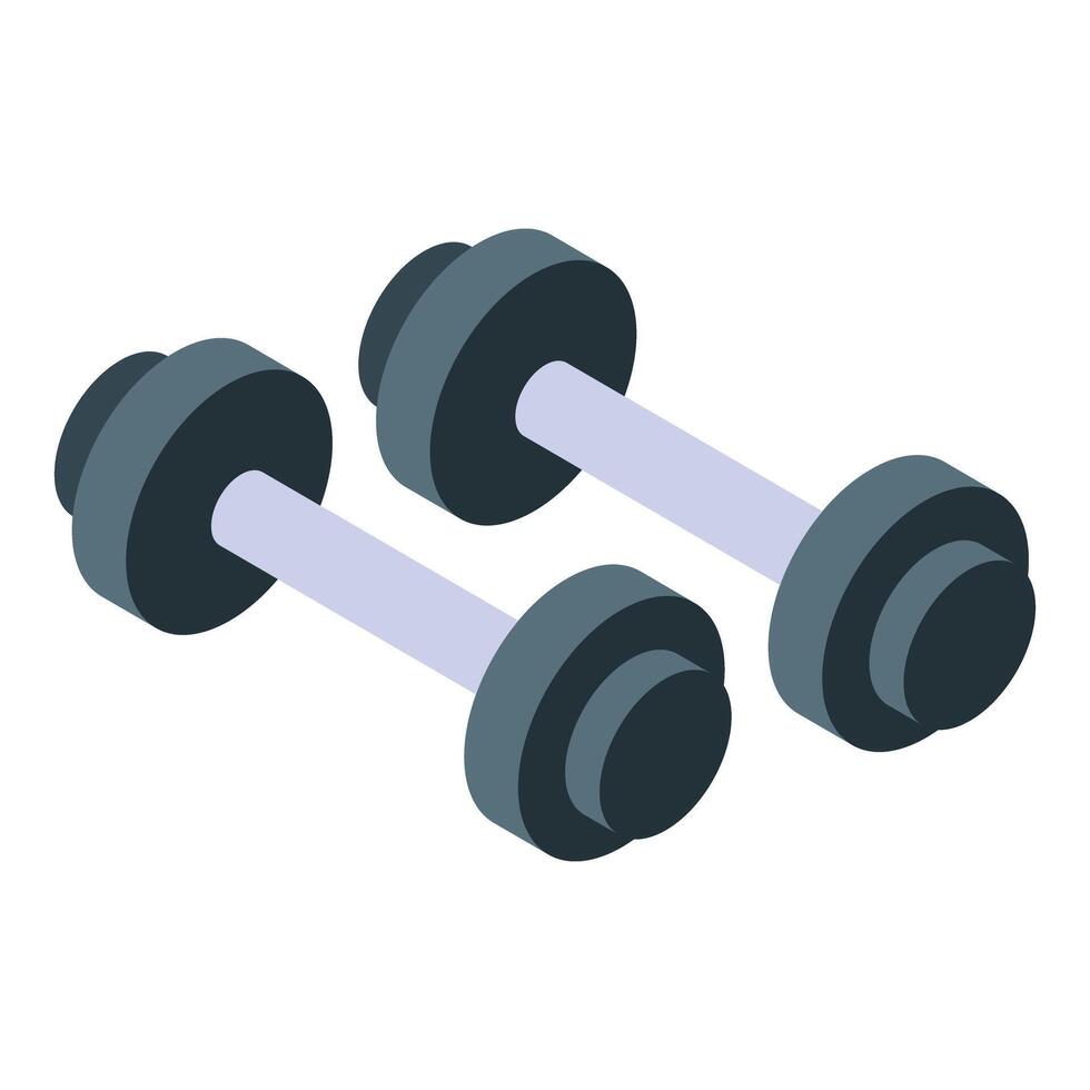 Pair of dumbbells lying on floor isometric illustration vector