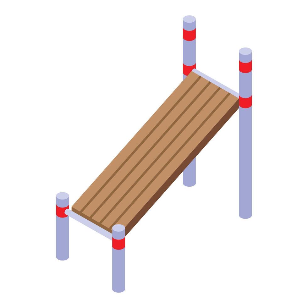 Wooden bench for abdominal exercises isometric view vector