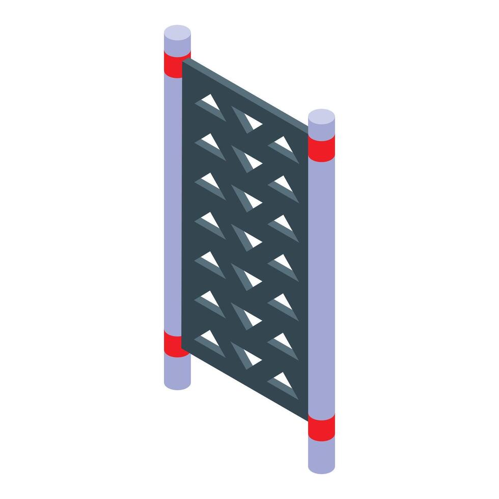 Pedestrian metal barrier protecting sidewalk from traffic vector