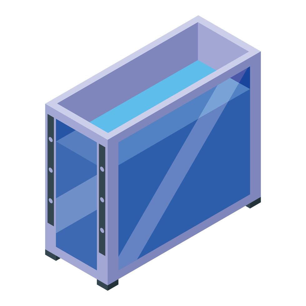 Modern aquarium with metal frame holding water for fish vector