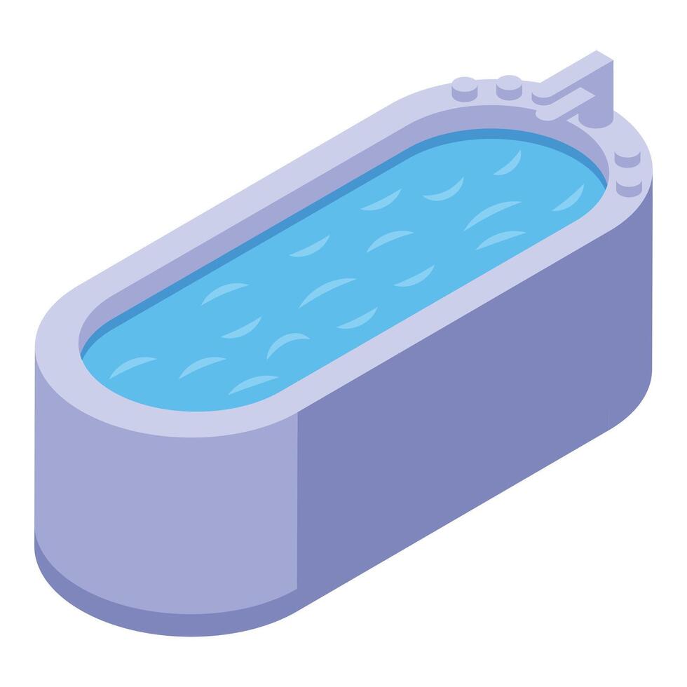 Modern bathtub full of water for relaxing spa treatment vector