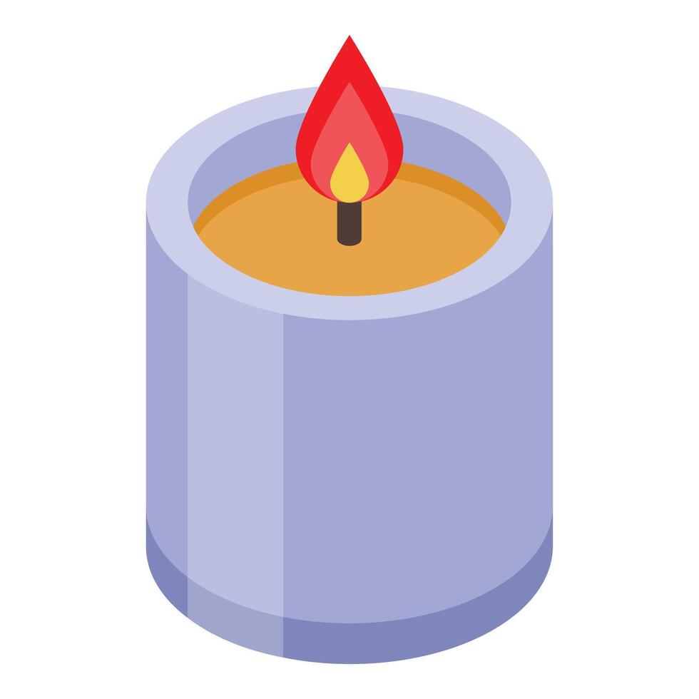 Aromatic scented candle burning with bright flame vector