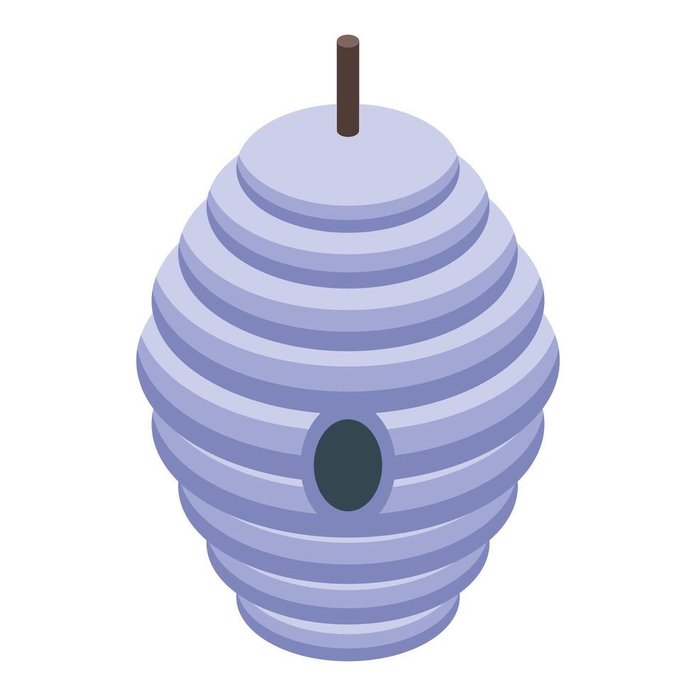 Traditional round beehive standing on white background vector