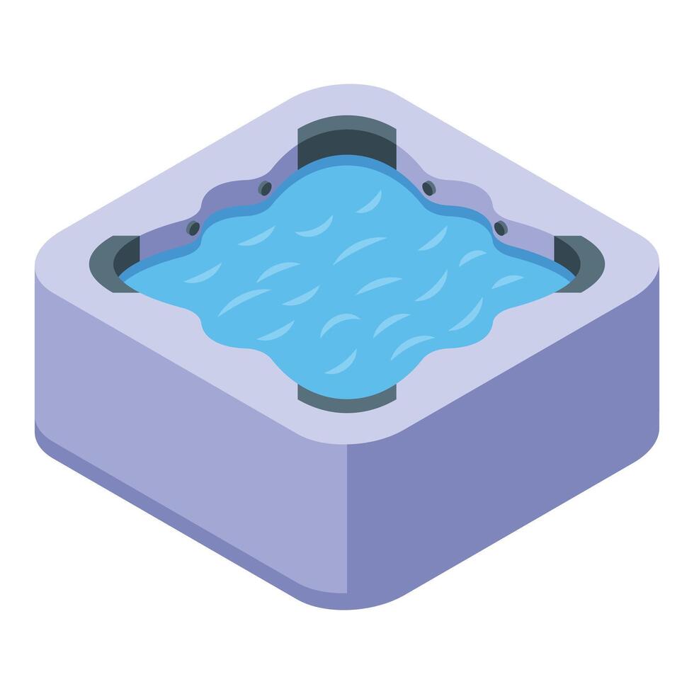 Square jacuzzi spa providing relaxing hydromassage experience vector