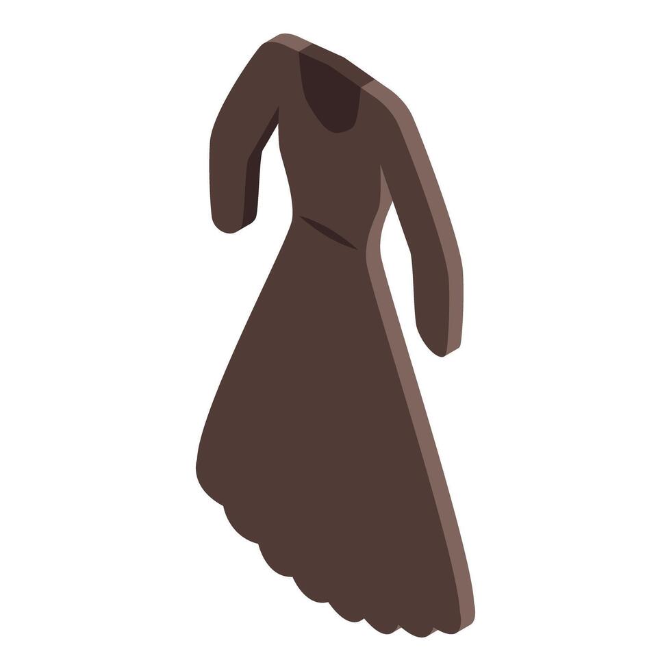 Long brown dress with long sleeves flowing in the wind isometric illustration vector