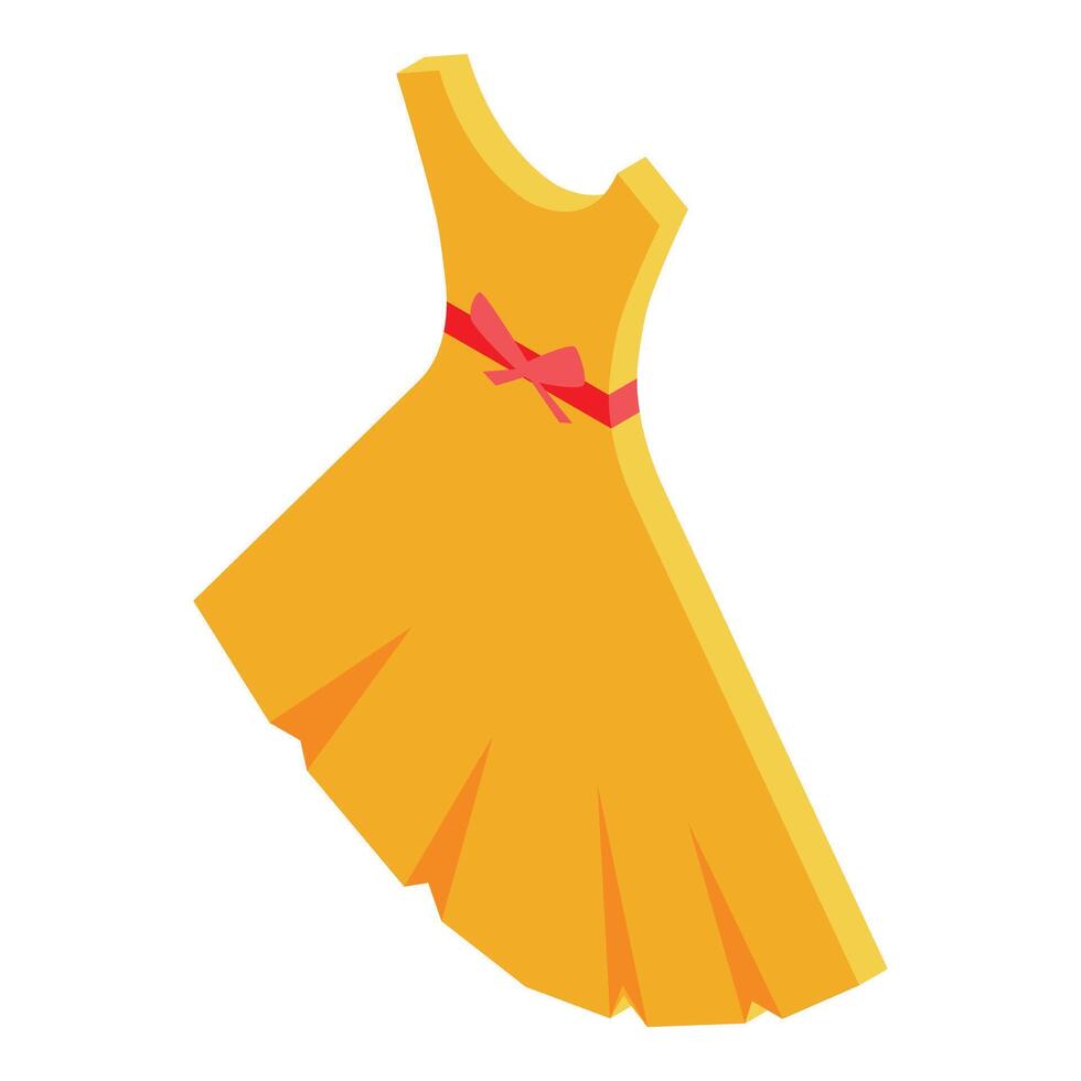 Yellow dress with red ribbon showing feminine style vector