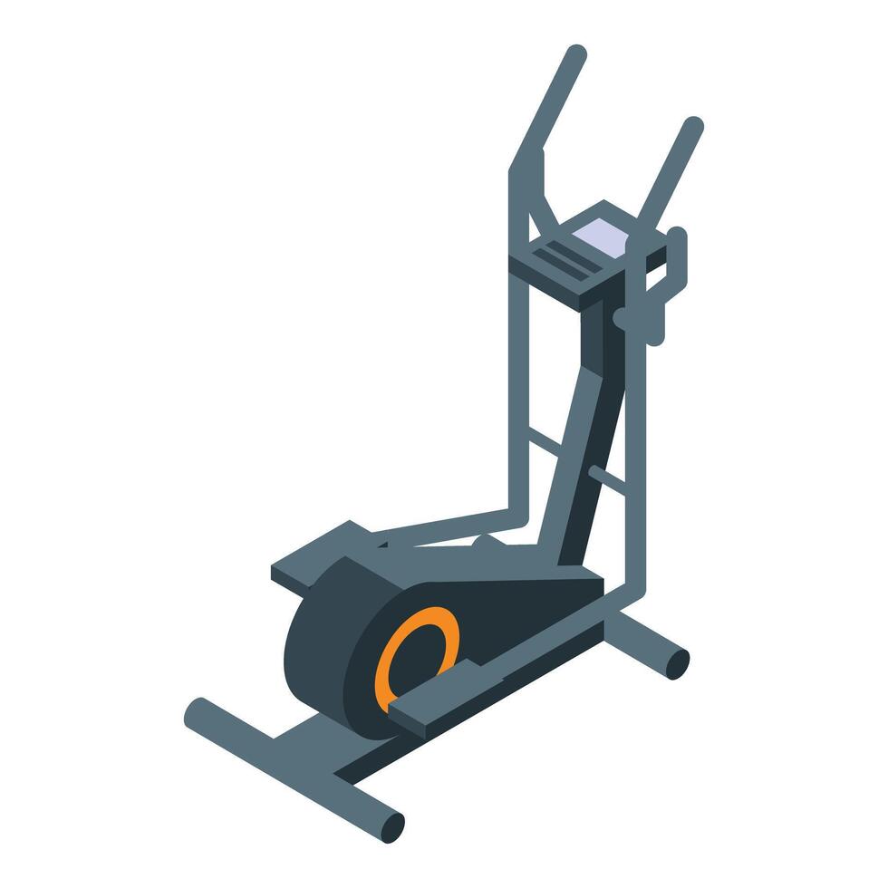 Elliptical trainer machine standing on floor for cardio workout vector