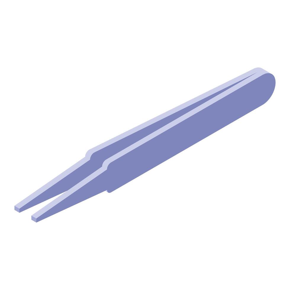 Metal tweezers lying diagonally isolated on white background vector