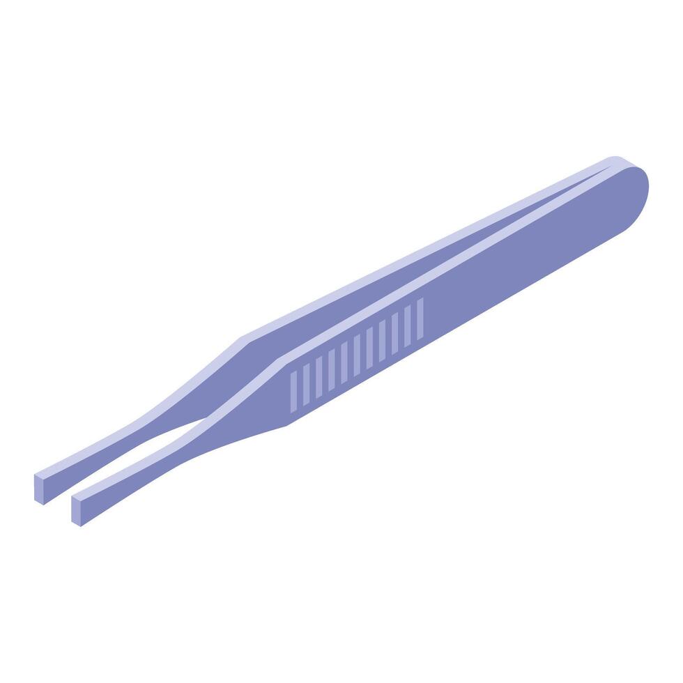 Metal tweezers lying diagonally isometric icon vector