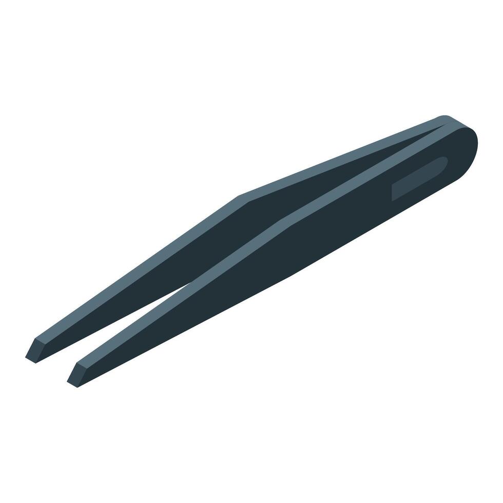 Black metal tweezers lying isolated on white background vector