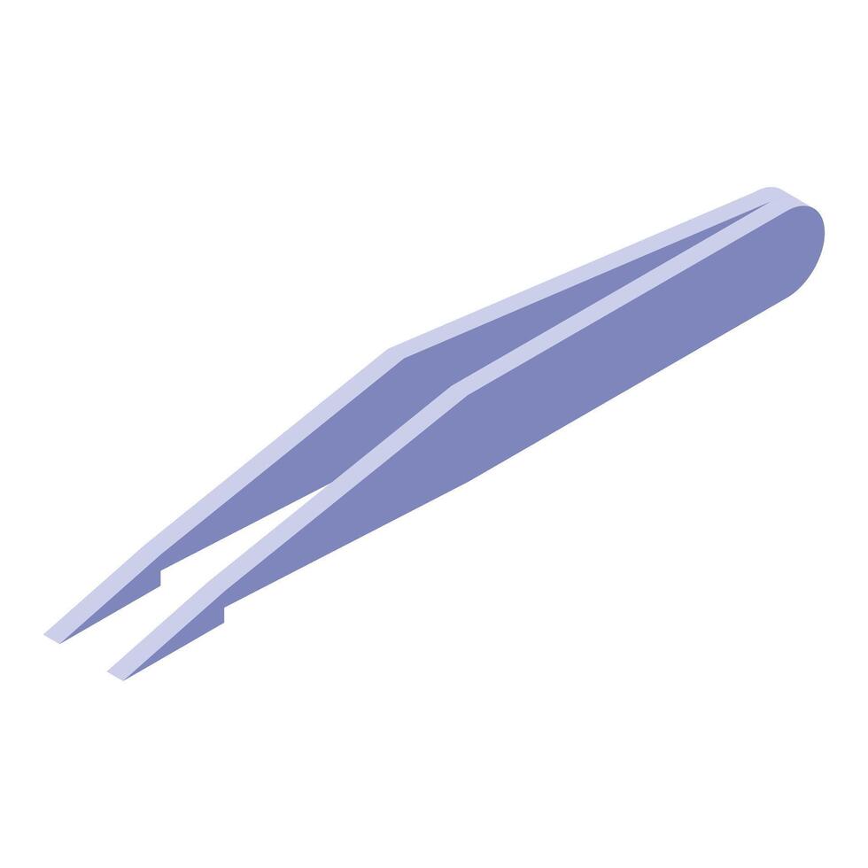 Metal tweezers lying on white background isometric view vector