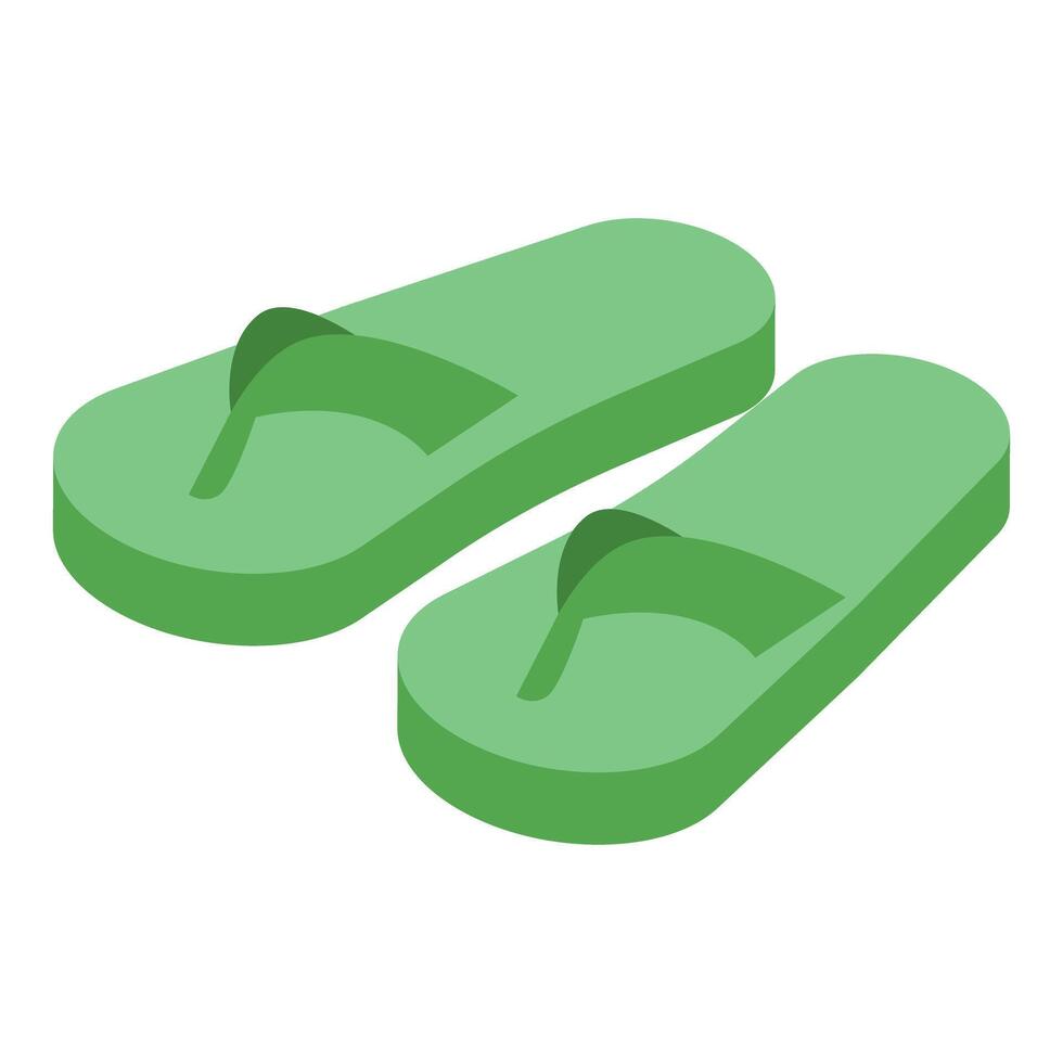 Pair of green flip flops for relaxing on summer vacation vector