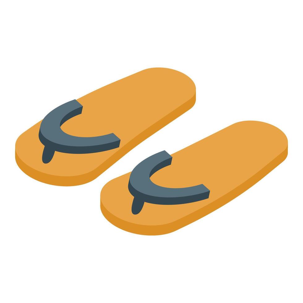 Pair of yellow flip flops for summer vacation isometric view vector