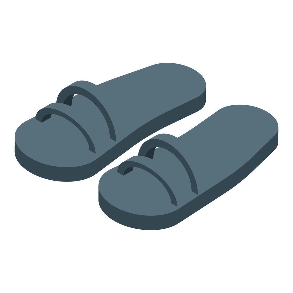 Pair of blue summer rubber slippers isometric illustration vector