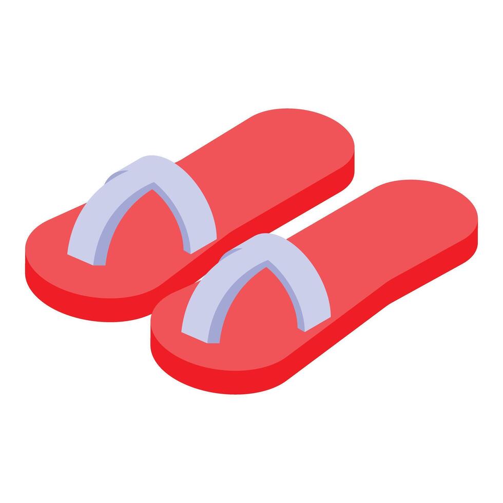 Pair of red summer flip flops slippers isolated on white background vector
