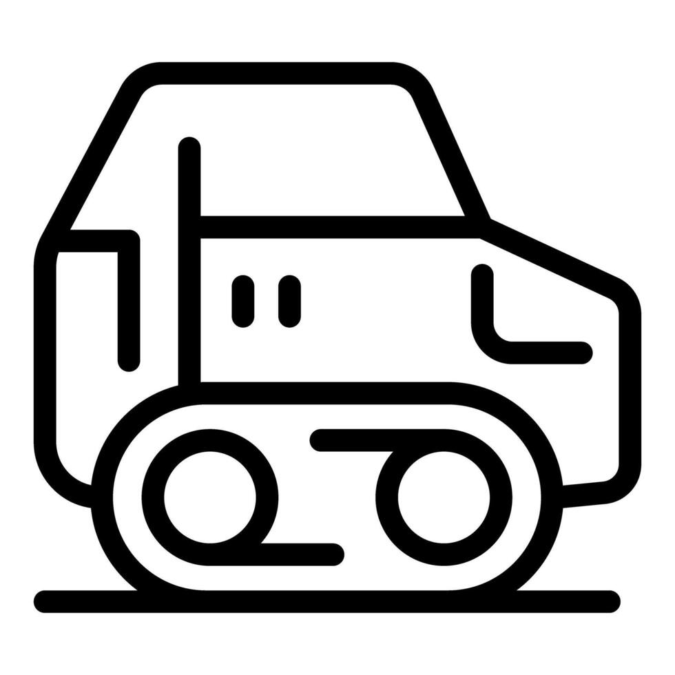 Small bulldozer working on a construction site with its lights on vector