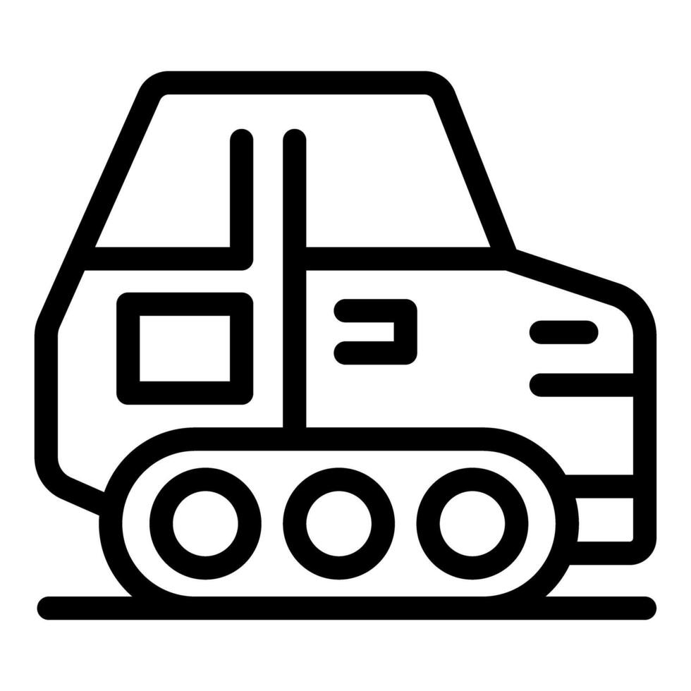 Small bulldozer standing with cabin on chassis with caterpillar wheels vector